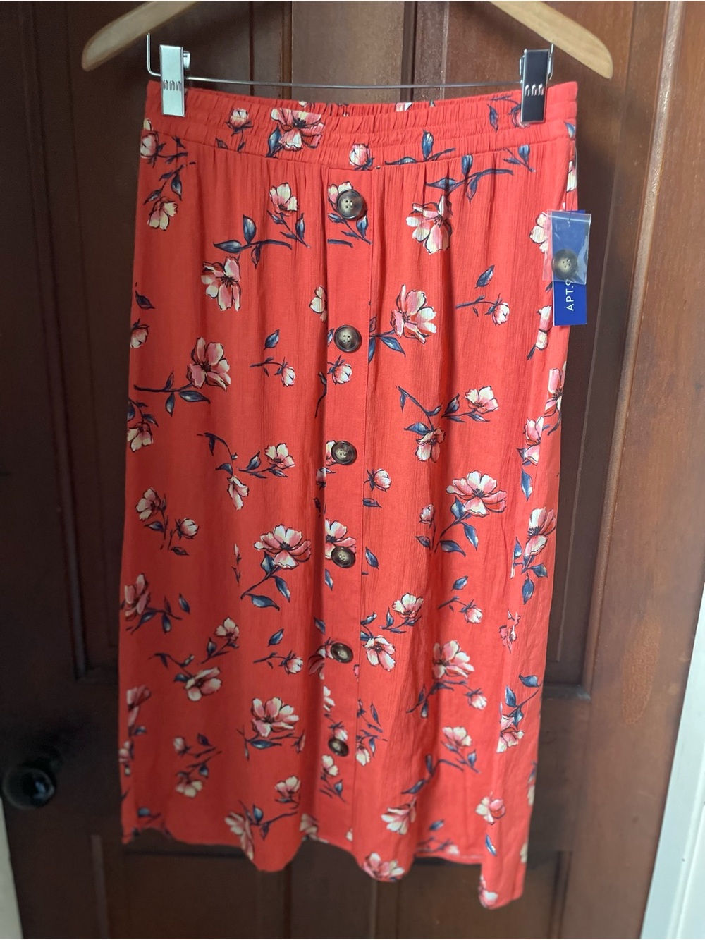 apt.9 women's small red floral maxi skirt NWT